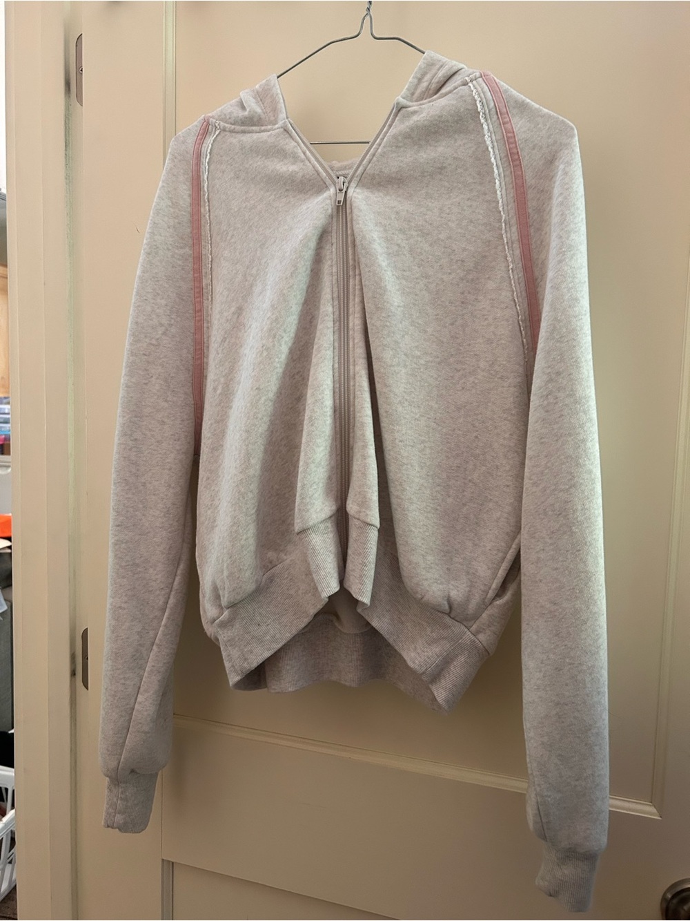wild fable Light Gray Zip Hoodie with Pink Accent